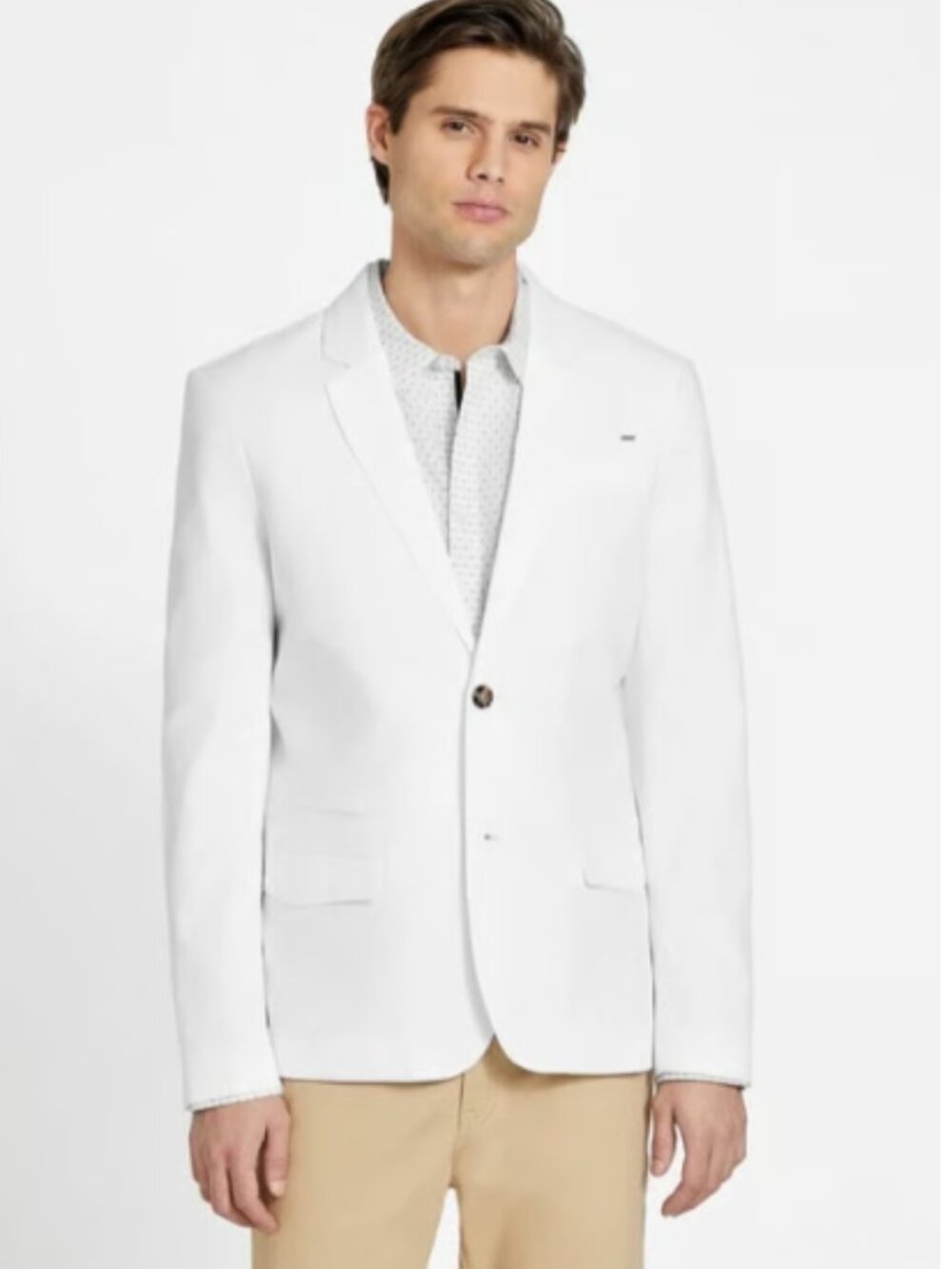 Magaschoni Men's Linen Blend Two Button Blazer